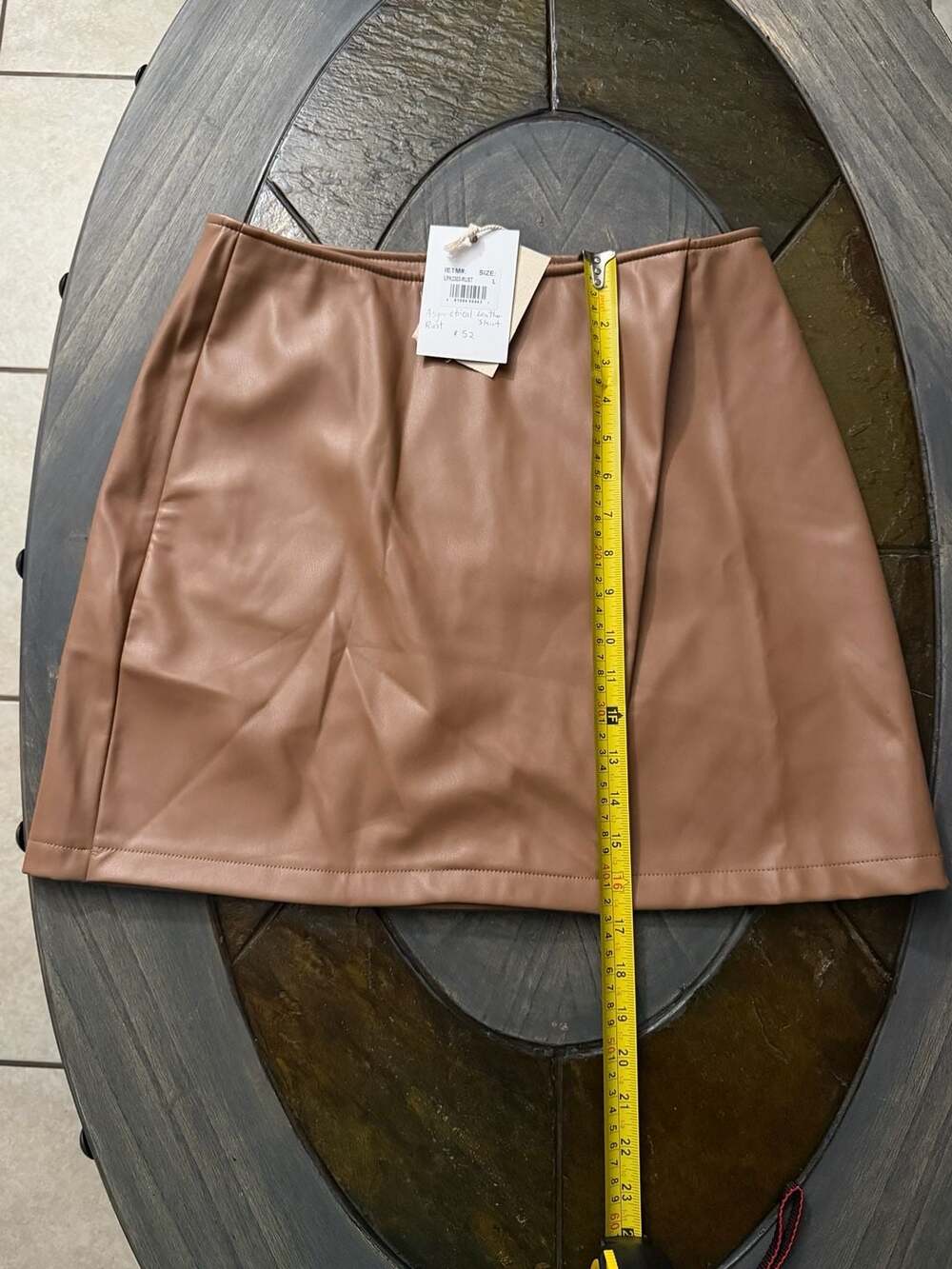 Grace & Emma Asymmetrical Faux Leather Rust Skirt